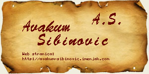 Avakum Sibinović vizit kartica